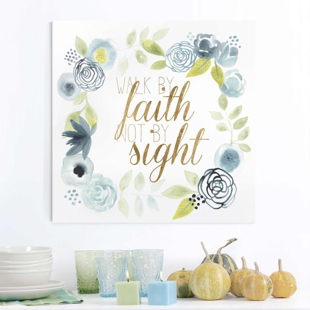 Glas Magnettafel Garland With Saying - Faith