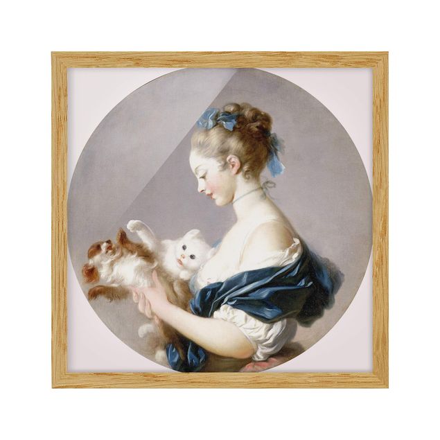 Ingelijste posters Jean Honoré Fragonard - Girl playing with a Dog and a Cat