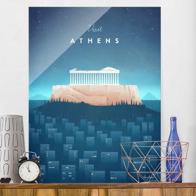 Glas Magnettafel Travel Poster - Athens