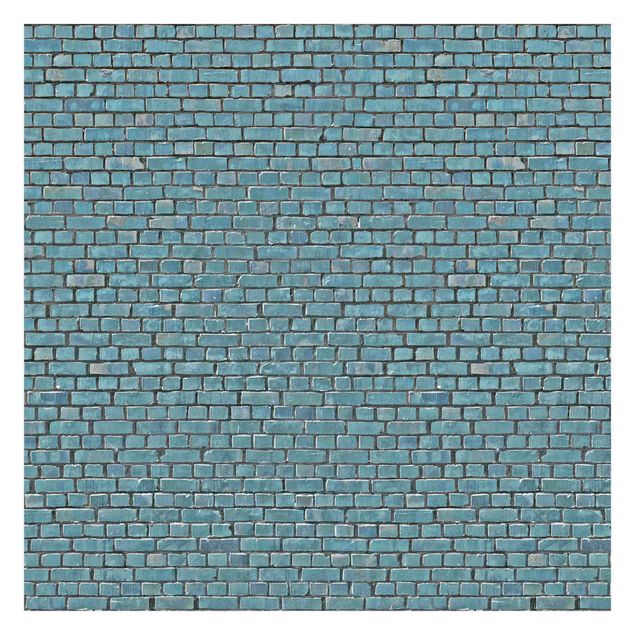Fotobehang Brick Tile Wallpaper Turquoise Blue