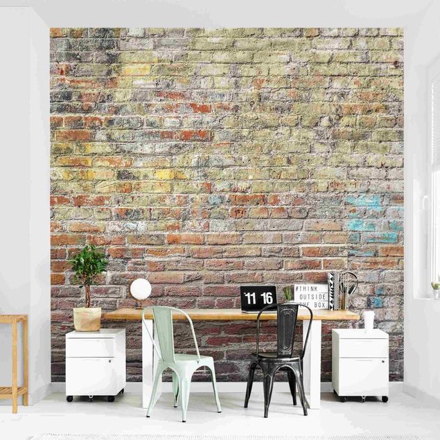 Fotobehang Brick Wall With Shabby Colouring