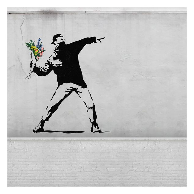 Fotobehang - Flower Thrower - Brandalised ft. Graffiti by Banksy