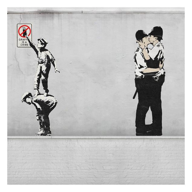 Fotobehang - Graffiti Is A Crime and Cops - Brandalised ft. Graffiti by Banksy