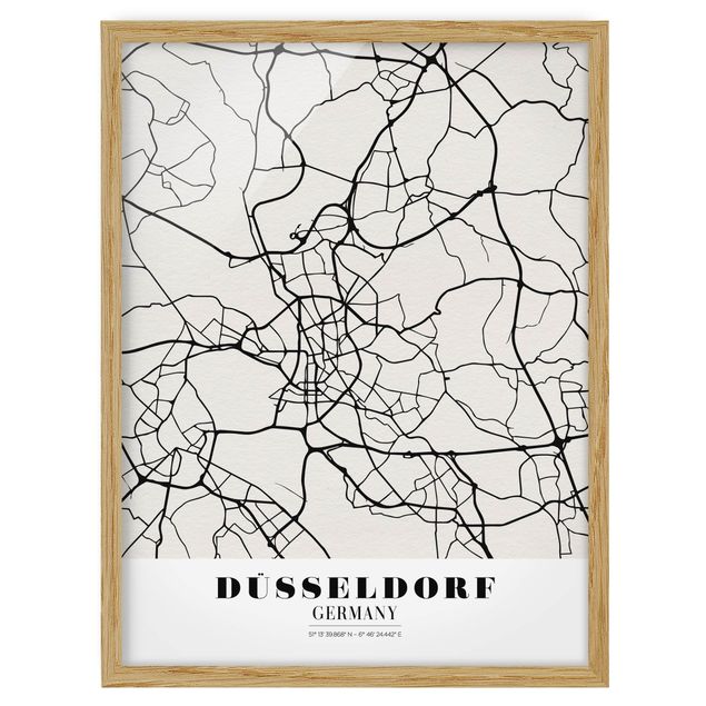 Ingelijste posters Dusseldorf City Map - Classic