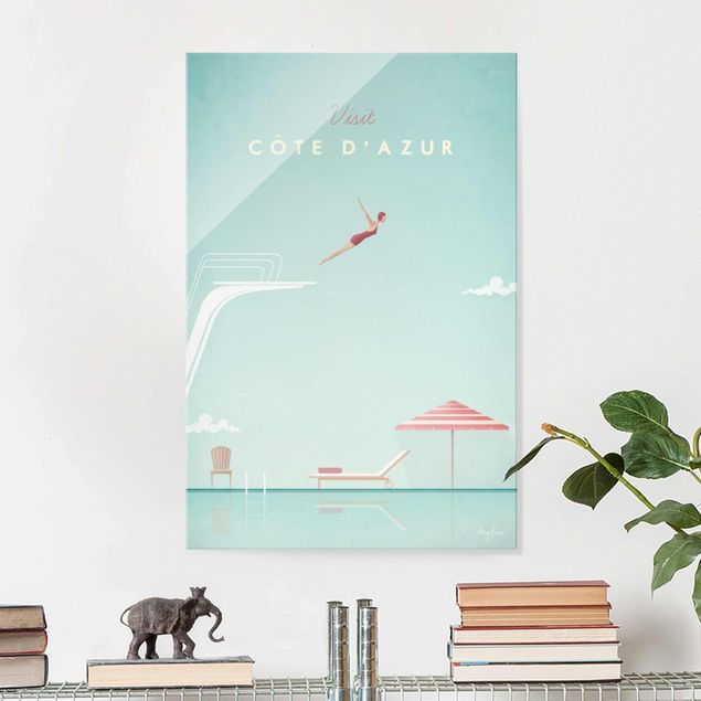 Magnettafel Glas Travel Poster - Côte D'Azur