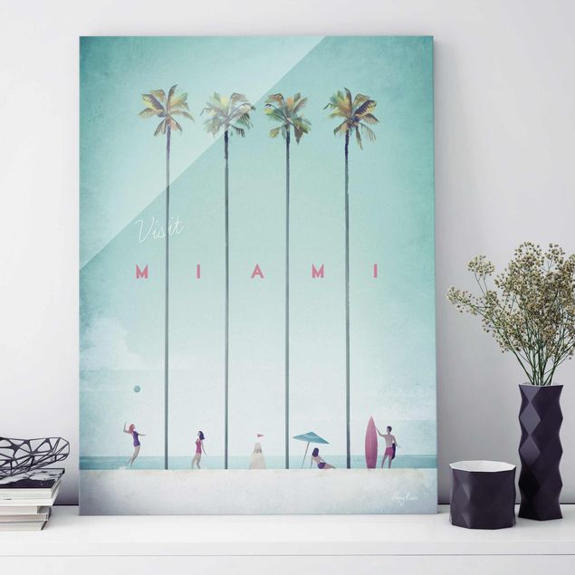 Glas Magnetboard Travel Poster - Miami