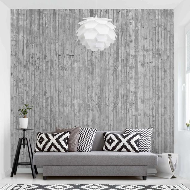 Patroonbehang Concrete Look Wallpaper With Stripes