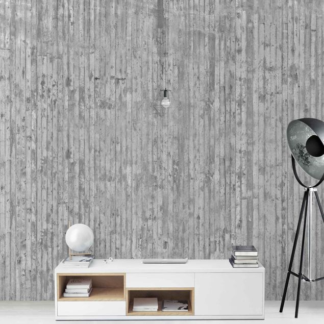 Patroonbehang Concrete Look Wallpaper With Stripes