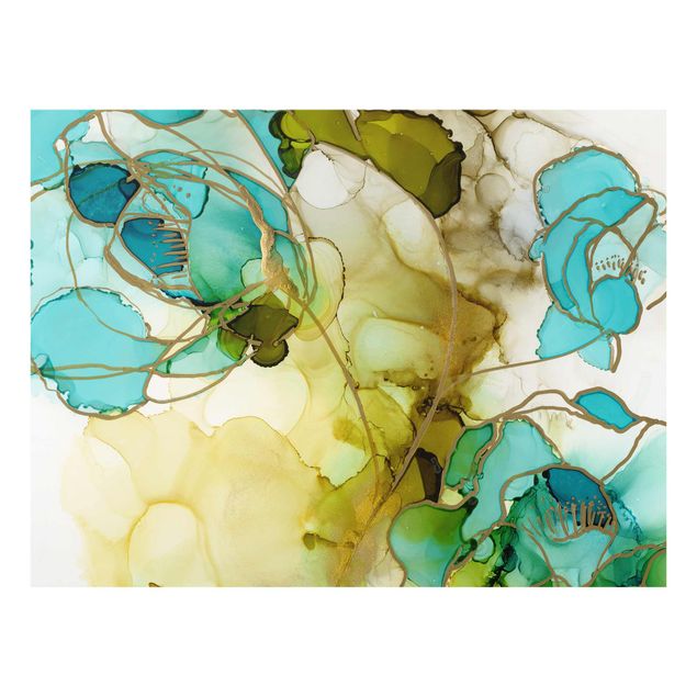 Glasschilderijen Flower Facets In Watercolour