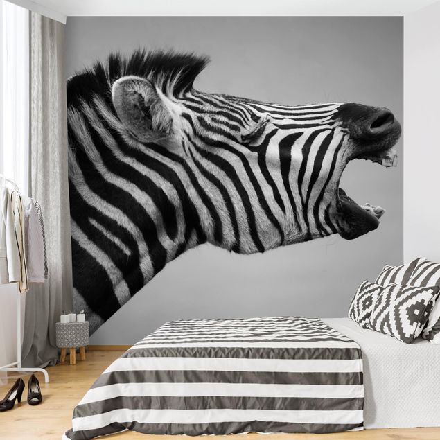Fotobehang Roaring Zebra ll