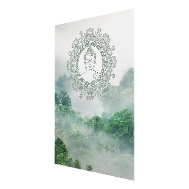 Glasschilderijen Buddha Mandala In Fog