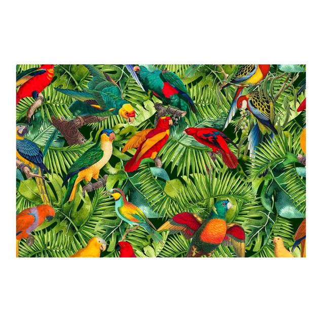 Fotobehang - Colourful Collage - Parrots In The Jungle