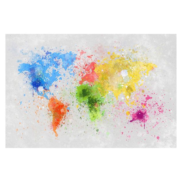 Fotobehang Colourful Splodges World Map