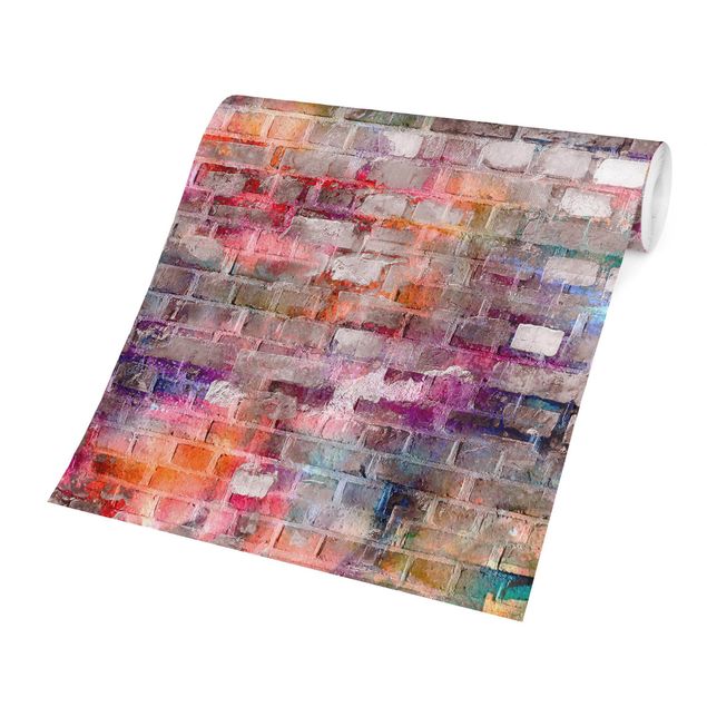 Fotobehang Colourful Shabby Brick Wall