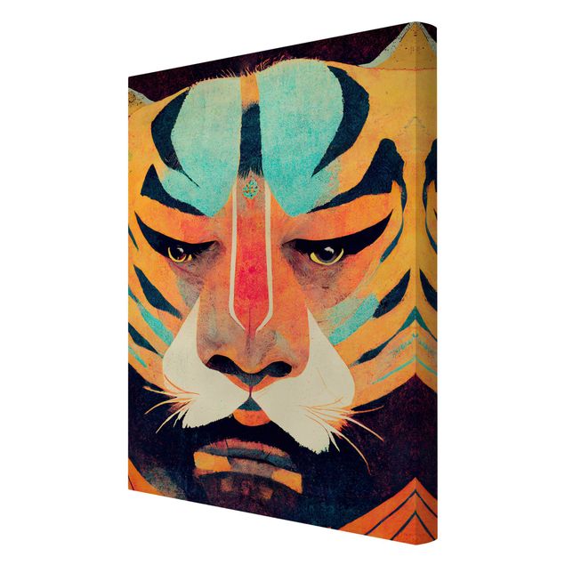 Canvas schilderijen - Colourful Tiger Illustration