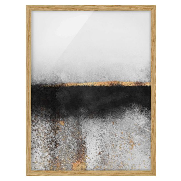 Ingelijste posters Abstract Golden Horizon Black And White