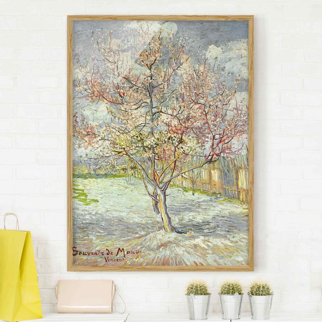 Ingelijste posters Vincent van Gogh - Flowering Peach Trees