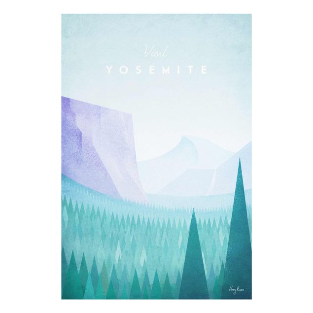 Glasschilderijen Travel Poster - Yosemite Park