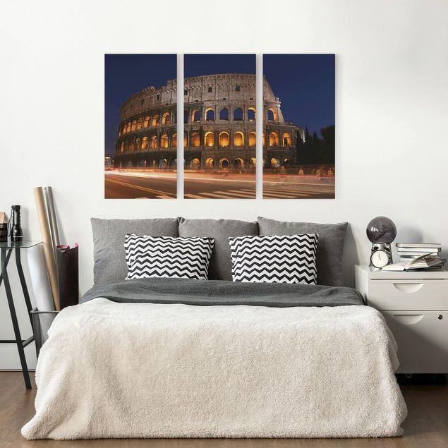 Canvas schilderijen - 3-delig Colosseum in Rome at night