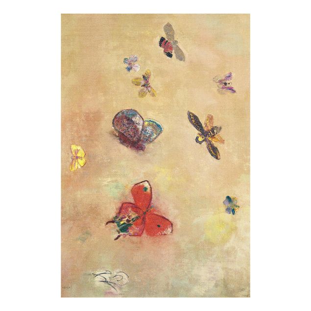 Glasschilderijen Odilon Redon - Colourful Butterflies