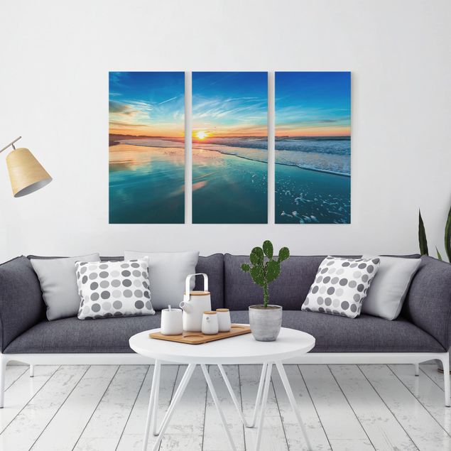 Canvas schilderijen - 3-delig Romantic Sunset By The Sea