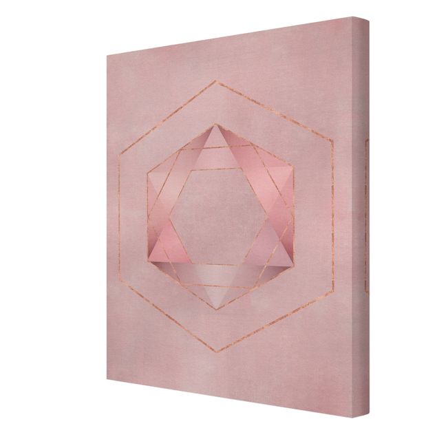 Canvas schilderijen Geometry In Pink And Gold I