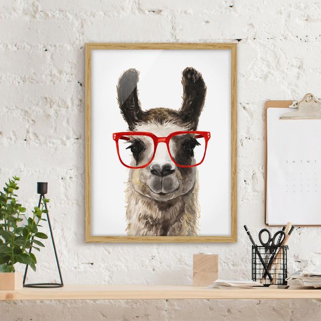 Ingelijste posters Hip Lama With Glasses II