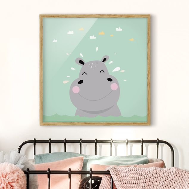 Ingelijste posters The Happiest Hippo