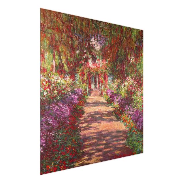 Glasschilderijen Claude Monet - Pathway In Monet's Garden At Giverny