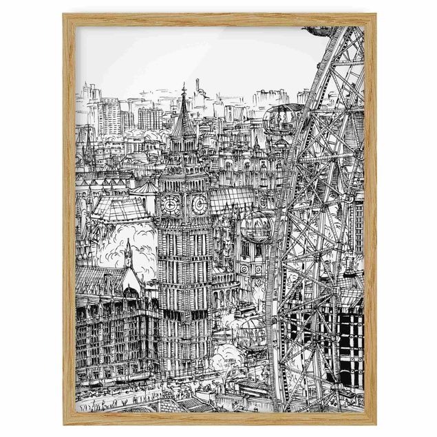 Ingelijste posters City Study - London Eye