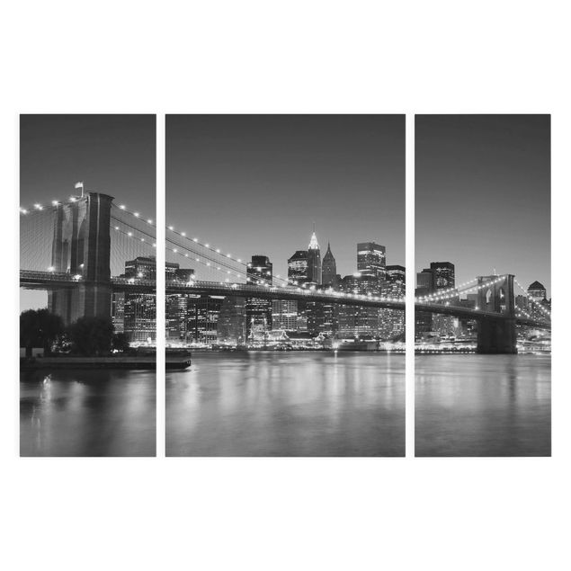 Canvas schilderijen - 3-delig Brooklyn Bridge in New York II