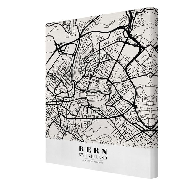 Canvas schilderijen Bern City Map - Classical