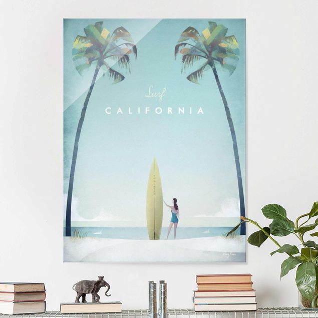 Magnettafel Glas Travel Poster - California