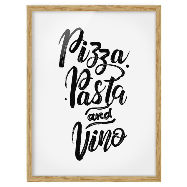Ingelijste posters Pizza Pasta And Vino