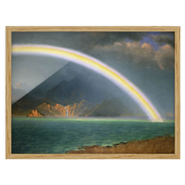 Ingelijste posters Albert Bierstadt - Rainbow over the Jenny Lake, Wyoming