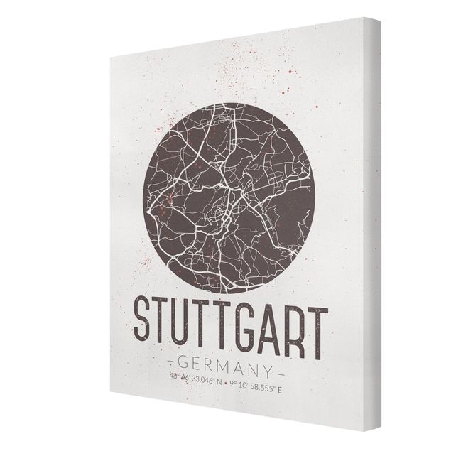 Canvas schilderijen Stuttgart City Map - Retro
