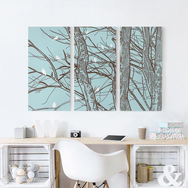 Canvas schilderijen - 3-delig Winter Trees