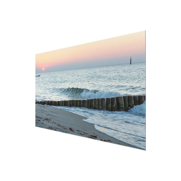 Glasschilderijen Sunset At The Beach