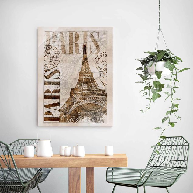 Glasschilderijen Shabby Chic Collage - Paris