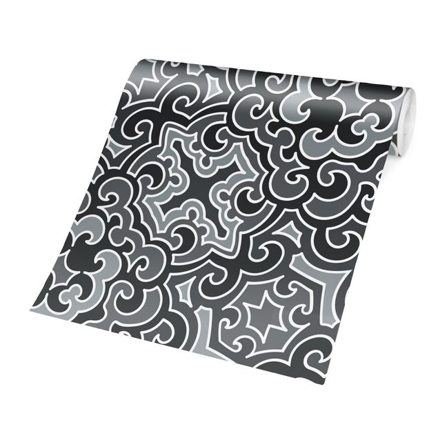 Fotobehang Chinoiserie Pattern In Grey