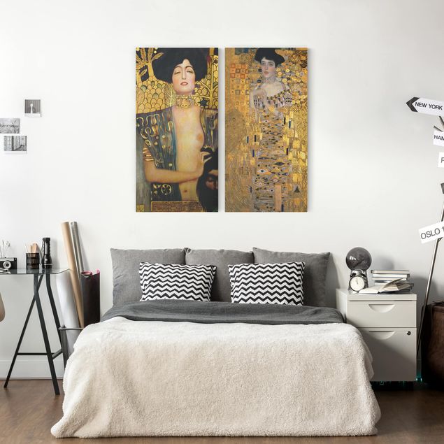 Canvas schilderijen - 2-delig  Gustav Klimt - Judith and Adele