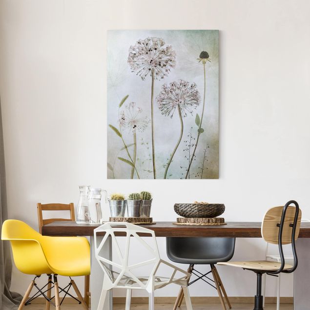 Canvas schilderijen Allium flowers in pastel