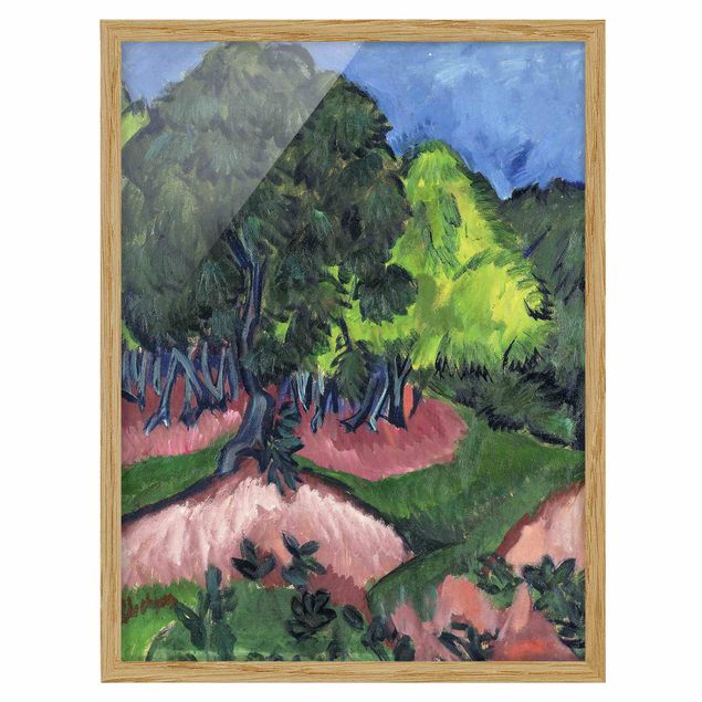 Ingelijste posters Ernst Ludwig Kirchner - Landscape with Chestnut Tree