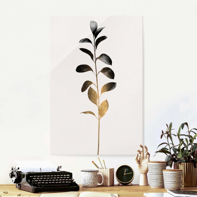 Magnettafel Glas Graphical Plant World - Gold And Grey