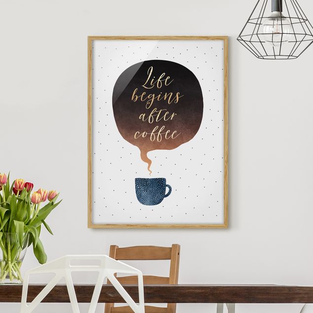 Ingelijste posters Life Begins After Coffee Dots