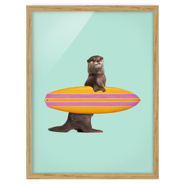 Ingelijste posters Otter With Surfboard