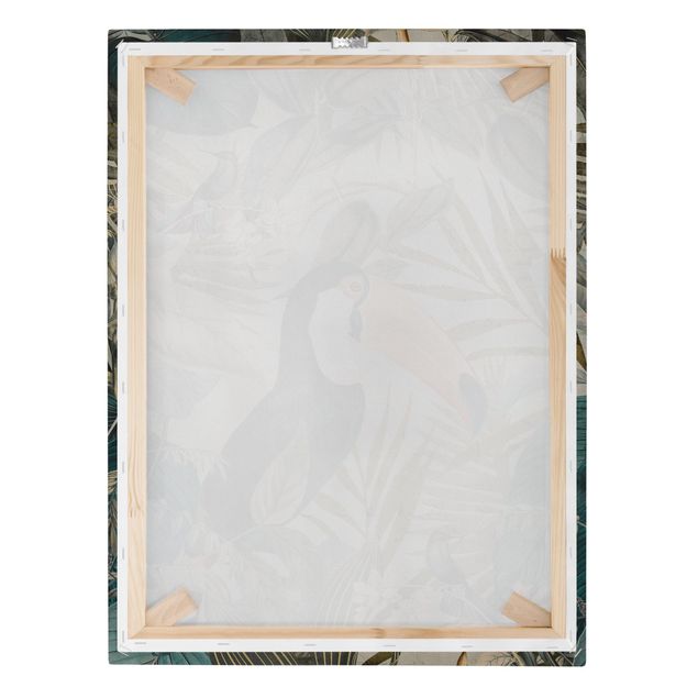 Canvas schilderijen Vintage Collage - Toucan In The Jungle