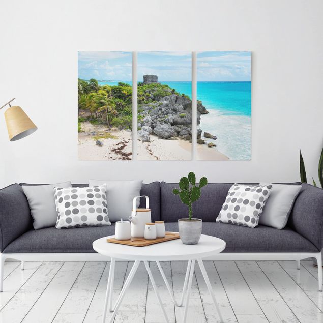 Canvas schilderijen - 3-delig Caribbean Coast Tulum Ruins
