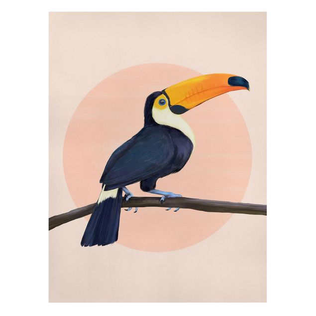 Canvas schilderijen Illustration Bird Toucan Painting Pastel