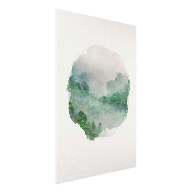 Glasschilderijen WaterColours - Jungle In The Mist